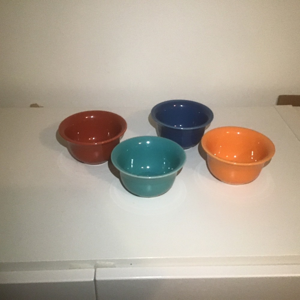 Fiesta HLC USA Ceramic Bouillon Bowls Set of 4 Multi-Color Blue Turquoise Orange